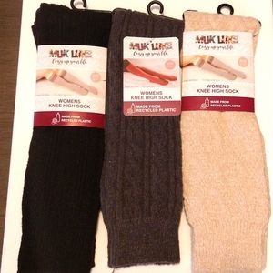 Three pair Muk Luks knee high socks